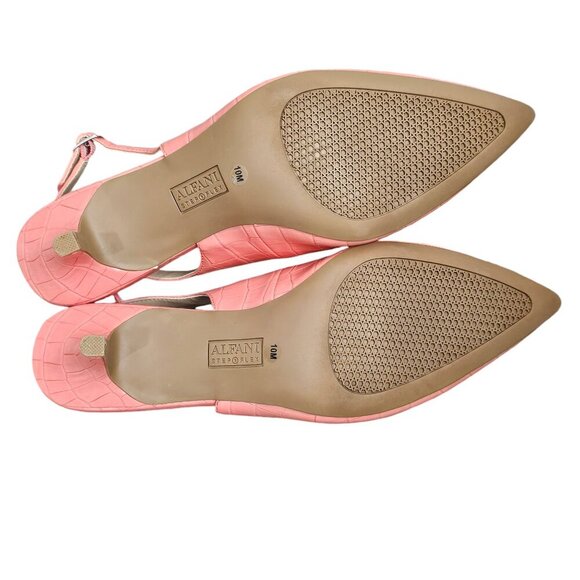 Alfani Babbsy Stepflex Croc Pointed Toe Pink Kitten Heel Slingback Pump NEW - Picture 10 of 11